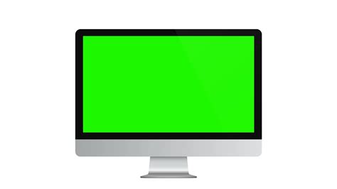 Computer monitor mockup with green screen, front view, isolated on white background. 4K ...