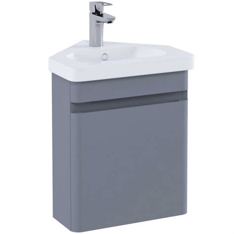 Rak Resort Matt Grey 450mm Wall Hung Corner Bathroom Unit with Basin