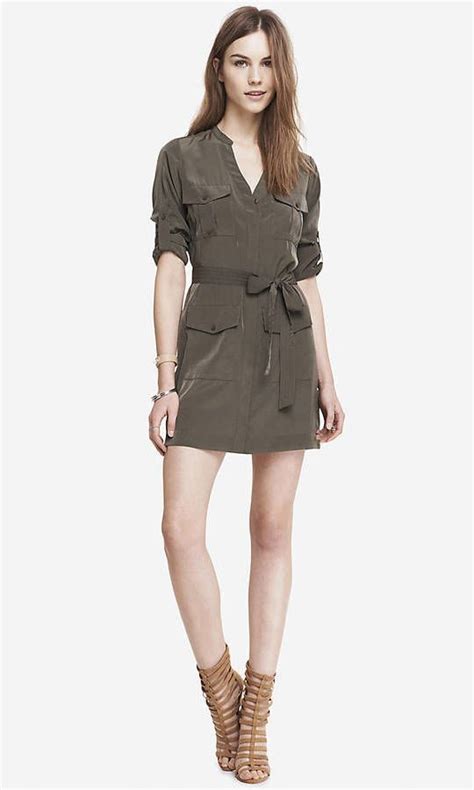 Express Green Military Shirt Dress | Drawstring dresses, Clothes, Shirt ...