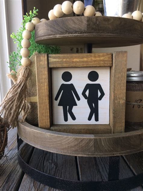 Bathroom Sign Farmhouse Sign/ Wood Signs / Farmhouse Bathroom Sign Mini Sign Restroom Sign ...