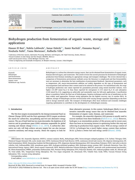 (PDF) Journal Pre-proof Biohydrogen production from fermentation of ...