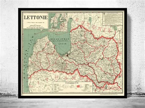 Old Map of Latvia 1926 Vintage Map Wall Map Print - VINTAGE MAPS AND PRINTS