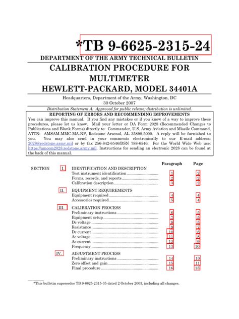 HP 34401A Military Calibration | Download Free PDF | Alternating Current | Calibration