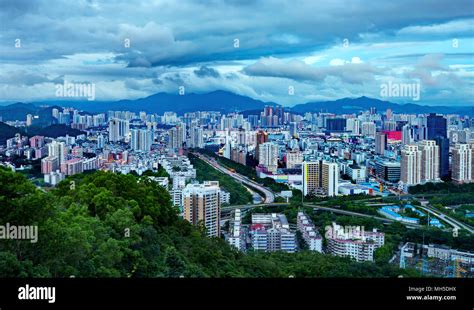 Aerial view of the big city at night, Shenzhen, China Stock Photo - Alamy