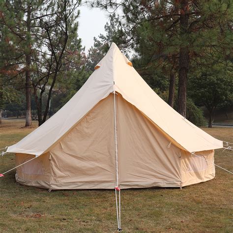 4-Season Waterproof Cotton Canvas Bell Tent Large Family Camp Hunting ...