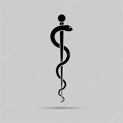 Aesculapius medical symbol or symbol featuring a snake around a rod.