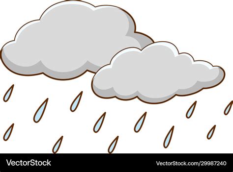 Rain clouds with rainfall on white background Vector Image