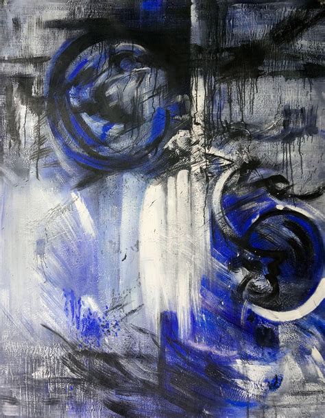 Abstract (Blue & Black) E26Line149 Oil Painting – Creative Strokes