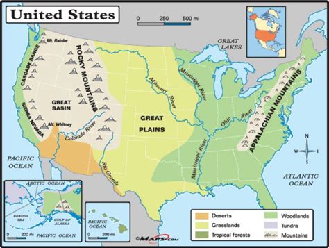 Mapa físico de estados UNIDOS - mapa Físico, estados UNIDOS (América ...