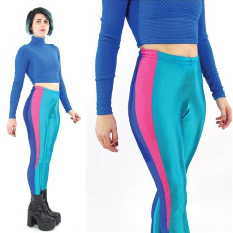 80s Neon Leggings Stretchy Spandex Stirrup Leggings Skinny