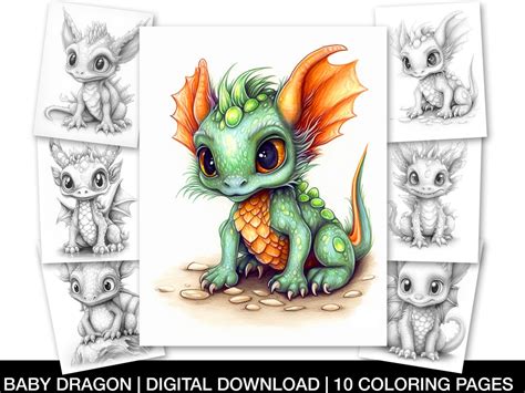 Cute Baby Dragon Coloring Pages for Adults 10 Printable - Etsy