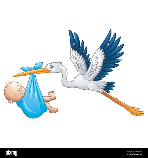 Cartoon stork with baby boy Stock Vector Image & Art - Alamy