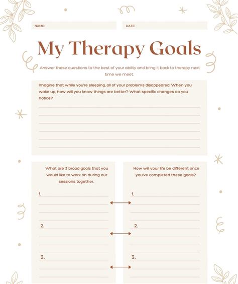 Therapy Goals Worksheet - Etsy