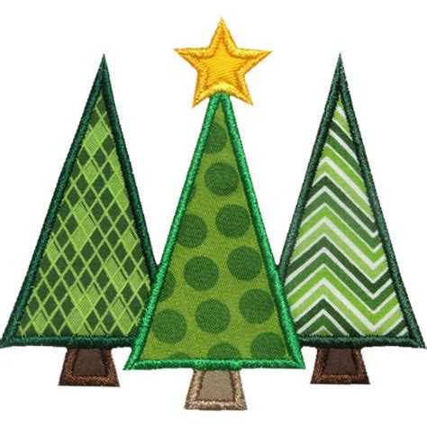 Three Christmas Trees Applique Design