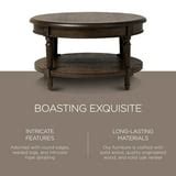 Maven Lane Pullman Traditional Round Wooden Coffee Table, Antiqued ...