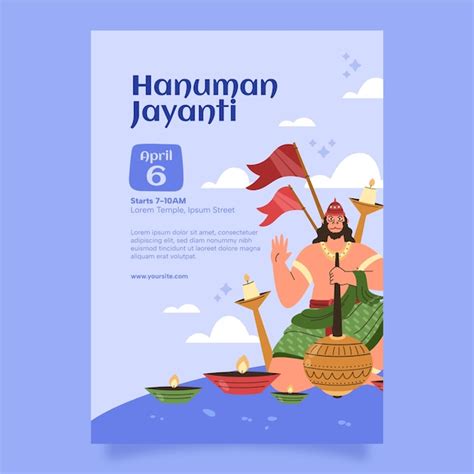 Free Vector | Flat hanuman jayanti vertical poster template