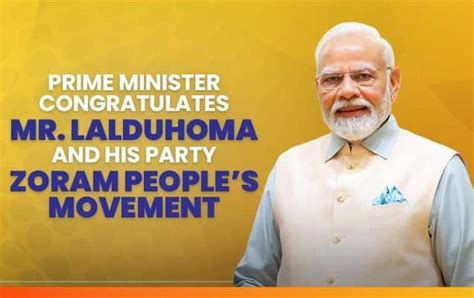 Prime Minister congratulates Mr. Lalduhoma and his party Zoram People’s ...