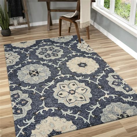 LR Home Deep Gray Floral Garden 5x7 Area Rug - Walmart.com - Walmart.com