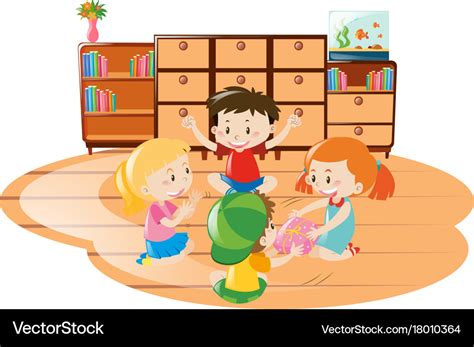 Children playing game in the room Royalty Free Vector Image