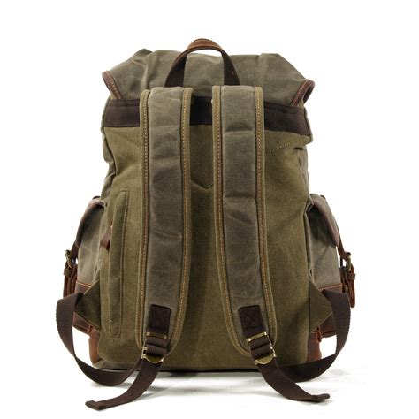 Waxed Canvas Backpack Rucksack Hiking Travel Backpack MC9508 | MoshiLeatherBag - Handmade ...