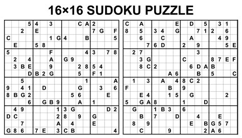 Free Printable Sudoku 16X16 Numbers