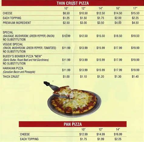 Buddy's Pizza Menu, Menu for Buddy's Pizza, Burbank, Chicago - Urbanspoon/Zomato