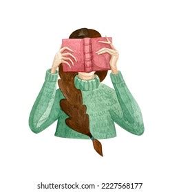 Girl Reading Book Painted Watercolor Isolate Stock Illustration ...