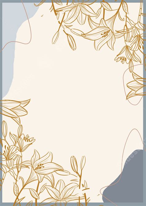 Manuscript Of Lily Flower Line Page Border Background Word Template And ...