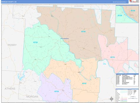 Morgan County, OH Wall Map Color Cast Style by MarketMAPS - MapSales.com