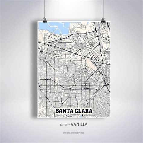 Santa Clara Map Print Santa Clara City Map California CA USA | Etsy