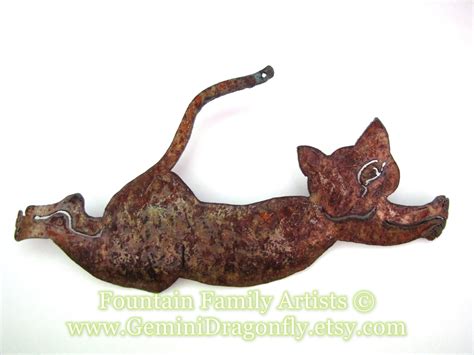 Rusty Cat Jumping Over the Moon Garden Art from Recycled | Etsy