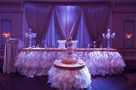 Gold, White and Purple Head Table Decor www.tradesensation.com | Head table wedding, Head table ...