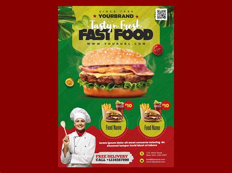 Free Fast Food Restaurant Menu Flyer Template (PSD)