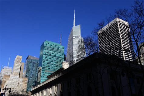 Skyscrapers in Manhattan stock photo. Image of reflection - 18767684