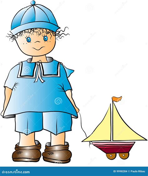 Boy And Toy Boat Cartoon Stock Images - Image: 9998284