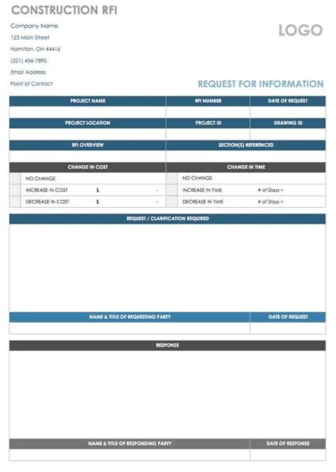 Free Rfi Template Construction - PRINTABLE TEMPLATES