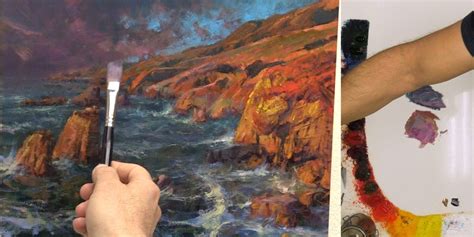 Oil Painting Tutorial – How To Paint A Rocky Coastal Scene At Sunset | Master Oil Painting