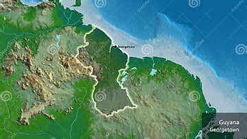 Guyana Border Shape Overlay. Glowed. Physical. Labels Stock Illustration - Illustration of ...