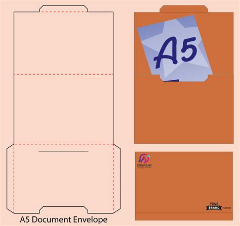 A5 format Envelope template die cut mock up template vector | Etsy