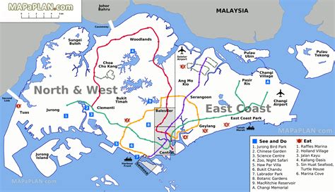 Singapore map - Where to eat what to see highlights overlay plan