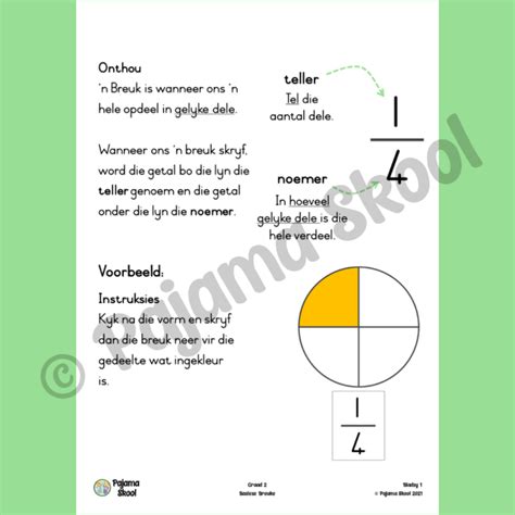 Graad 2: Basiese Breuke Werkkaarte (A4 Printable) • Teacha!