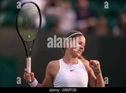 Hannah Klugman celebrates winning her Girls singles match on day seven ...