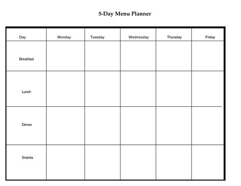 5 Day Weekly Planner Template | Example Calendar Printable