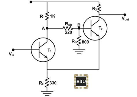 Schmitt Trigger Circuit Design Using Transistor - Circuit Diagram