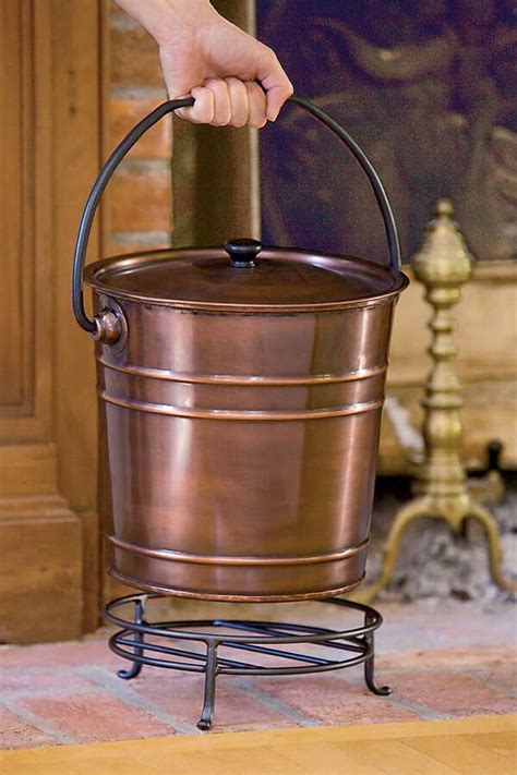 Fireplace Ash Bucket with Lid and Stand | Gardeners.com | Wood stove ...