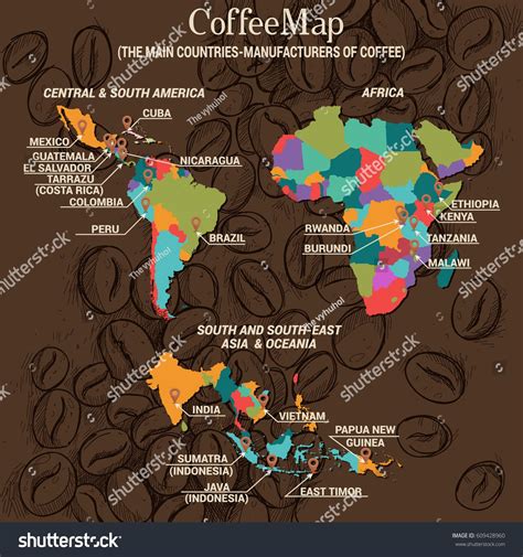 Vector infographic concept: Coffee Map: The main countries ...