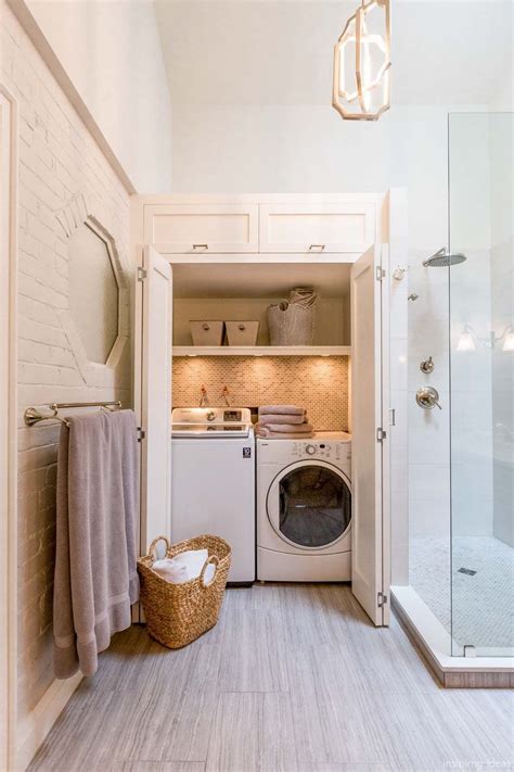 I like the lighting under the shelves! | Laundry room design, Bathroom ...