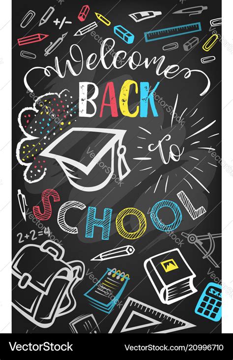 Welcome back to school greeting poster design Vector Image