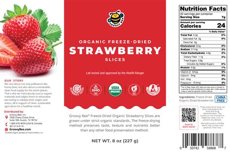 Groovy Bee® Organic Freeze-Dried Strawberry Slices (8 oz, 227g) #10 Ca ...