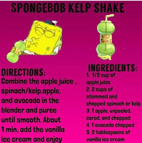 SpongeBob kelp shake | Shake recipes, Disney inspired food, Tv food